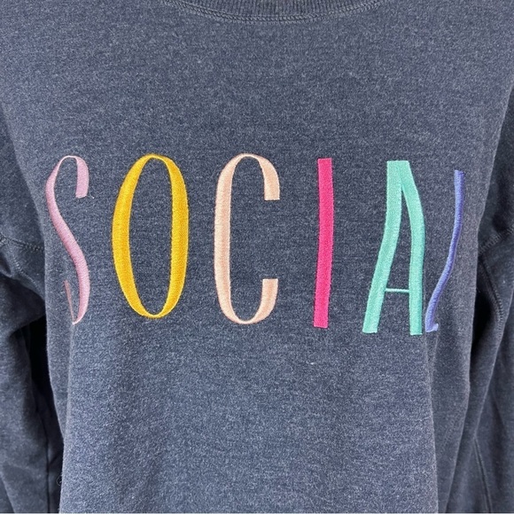 Wildfox Social Navy Blue Sweatshirt Medium - Picture 3 of 15